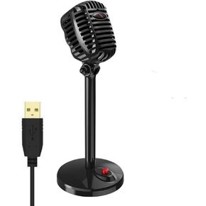 Karaoke Microphone Wired Studio HD Noise Cancelling Condenser Tabletop USB 3.5mm Mircophone for Computer Professional Retro Mic (Color : Style 2)