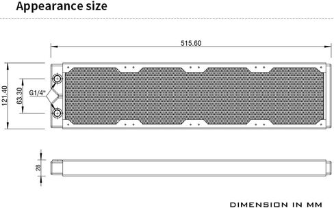 Barrow Dabel-a Series Red Copper Radiator 28mm Thick Heat Sink 120mm 240mm 360mm 480mm Dabel-28B Black (480mm) in Saudi Arabia