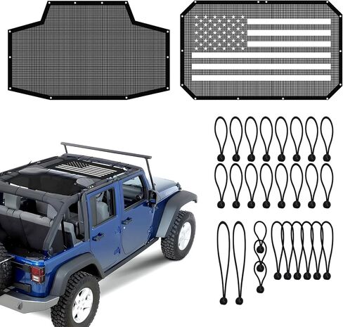 Durable Polyester Mesh Sunshade for Jeep Wrangler JK & Unlimited 2 Door (2007-2018), UV Protection, Breathable, Easy Install in Saudi Arabia