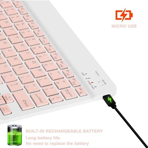 UrbanX UX030 لوحة مفاتيح مريحة خفيفة الوزن مع خلفية RGB ضوء ، لوحة مفاتيح متعددة القابلة لإعادة الشحن Bluetooth 5.1 و 2.4 جيجا هرتز توصيل مفاتيح اتصال مستقر متوافق مع وسادة الشرف 5 10.1 in Saudi Arabia