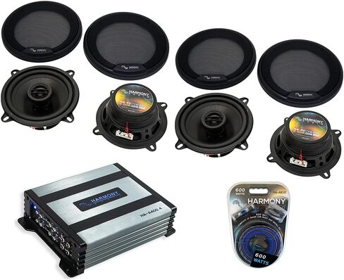 Ammarony Audio HA-R5 متوافق مع BMW Z3 1997-2002 سلسلة الإيقاع 5.25 "استبدال مكبرات صوت 225W ، HA-A400.4 سبيكة 4-channel 800W مكبر صوت Sub و HA-AK10 Gauge 600W AMP AMP مجموعة in Saudi Arabia