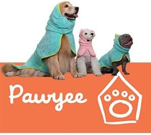 Pawyee Super Soft Fast-Drying Dog Towel with Drying Gloves for Cold Weather, Beach, Pool - Adjustable Microfiber Bath Robe Set (2 pcs) for Cats and Dogs (XL, Blue Dino) in Kuwait