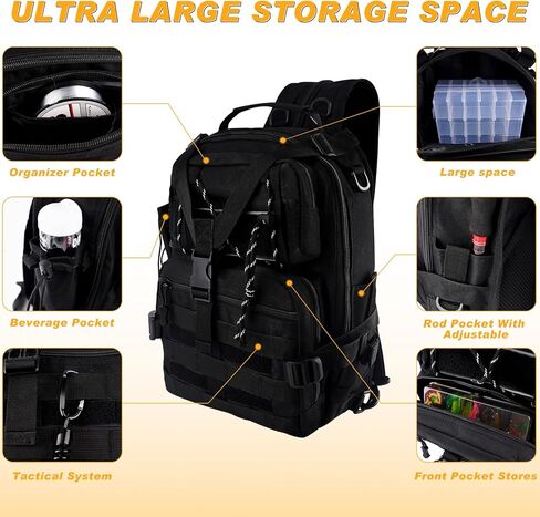 Hikary 136PCS Tackle Box Backpack,Fishing Backpack with Accessories,Fishing Tool Kit Fish Pliers Salt Water Fishing Tackle Set for Men Women Gifts (Black) in Kuwait