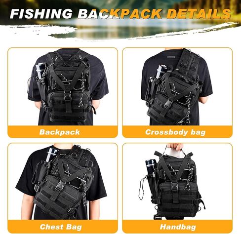 Hikary 136PCS Tackle Box Backpack,Fishing Backpack with Accessories,Fishing Tool Kit Fish Pliers Salt Water Fishing Tackle Set for Men Women Gifts (Black) in Kuwait