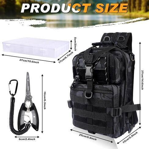 Hikary 136PCS Tackle Box Backpack,Fishing Backpack with Accessories,Fishing Tool Kit Fish Pliers Salt Water Fishing Tackle Set for Men Women Gifts (Black) in Kuwait