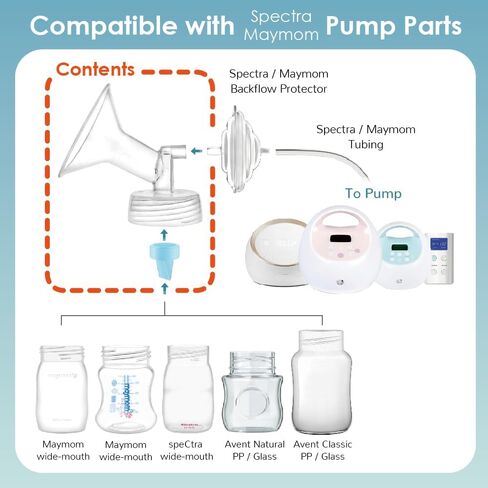 Maymom Pump Part Compatible with Spectra Ameda Luna Pumps, Incl Wide-Mouth 15mm Flange; Not Original Spectra S1 S2 9 Plus Synergy Gold Replacement Pump Parts Accessories in Saudi Arabia