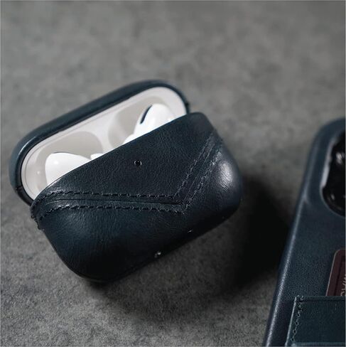 علبة جلدية متميزة من Bullstrap متوافقة مع Apple Airpods 3 ، الشحن اللاسلكي ، التصميم المكون من قطعتين (المحيط) in Kuwait
