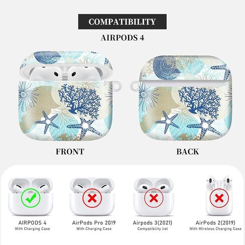 حالة متوافقة مع Airpod 4th Generation 2024 ، تغطية حالة وقائية مقاومة للصدمات مع سلسلة مفاتيح للنساء ، وملحقات لاسلكية شحن حالات Airpod 4th - الطحالب الصدف in Kuwait