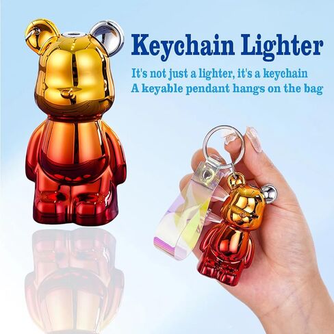 Cute Lighter Windproof Refillable with Adjustable Flame,Unique Keychain Design,for Women and College Students Perfect for Birthdays Gift Lighters（No Butane Fuel） (#1) in Saudi Arabia