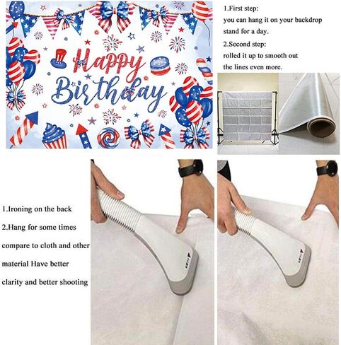 Happy 4th of July Birthday Backdrop 8x6FT Red White and Blue Independence Day Birthday Photography Background Bow Balloon Firework Patriotic National Day Party Decorations Banner in Saudi Arabia