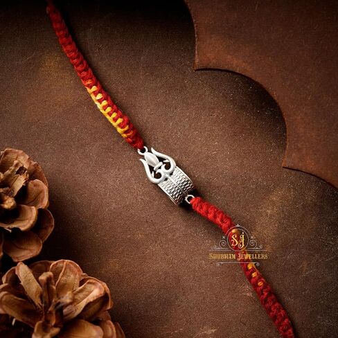 Pure 925 Sterling Silver Rakhi for brother Charm Bracelet Raksha Bandhan With Pure Thread For Men, Boys, Rakhis Omtrgldn in Saudi Arabia