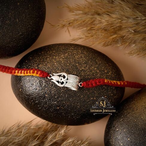 Pure 925 Sterling Silver Rakhi for brother Charm Bracelet Raksha Bandhan With Pure Thread For Men, Boys, Rakhis Omtrgldn in Saudi Arabia