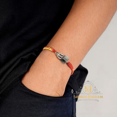 Pure 925 Sterling Silver Rakhi for brother Charm Bracelet Raksha Bandhan With Pure Thread For Men, Boys, Rakhis Omtrgldn in Saudi Arabia