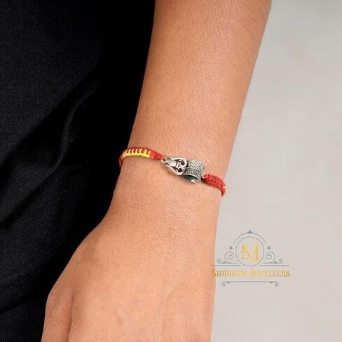 Pure 925 Sterling Silver Rakhi for brother Charm Bracelet Raksha Bandhan With Pure Thread For Men, Boys, Rakhis Omtrgldn in Saudi Arabia
