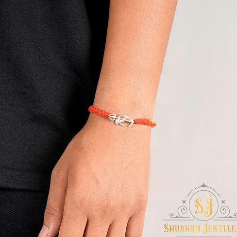 Pure 925 Sterling Silver Rakhi for brother Charm Bracelet Raksha Bandhan With Pure Thread For Men, Boys, Rakhis Omtrgldn in Saudi Arabia