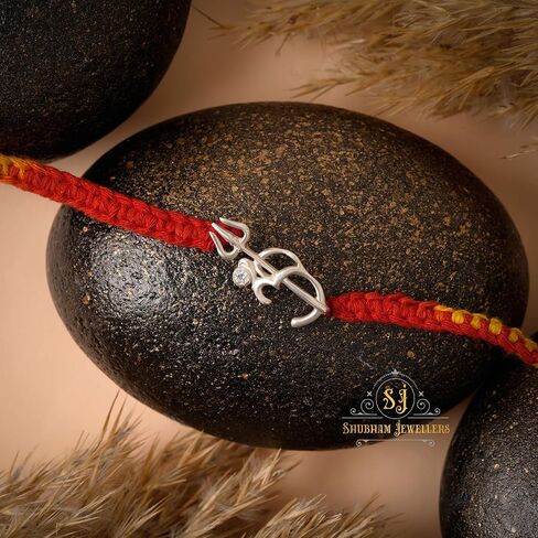 Pure 925 Sterling Silver Rakhi for brother Charm Bracelet Raksha Bandhan With Pure Thread For Men, Boys, Rakhis Omtrgldn in Saudi Arabia