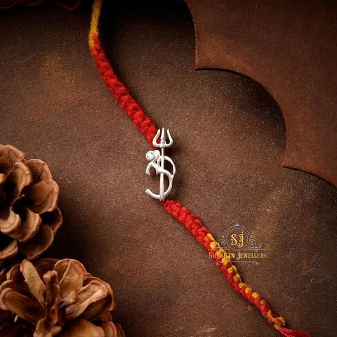 Pure 925 Sterling Silver Rakhi for brother Charm Bracelet Raksha Bandhan With Pure Thread For Men, Boys, Rakhis Omtrgldn in Saudi Arabia