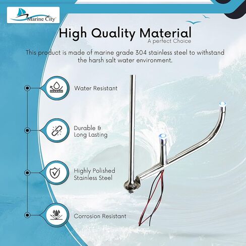MARINE CITY 316 Grade Stainless Steel Marine Sailboat Masthead Wind Direction Indicator 14-1/2 Inches Stainless Steel LED Light for Marines – Boats – Yachts (Pack of 1) in Saudi Arabia