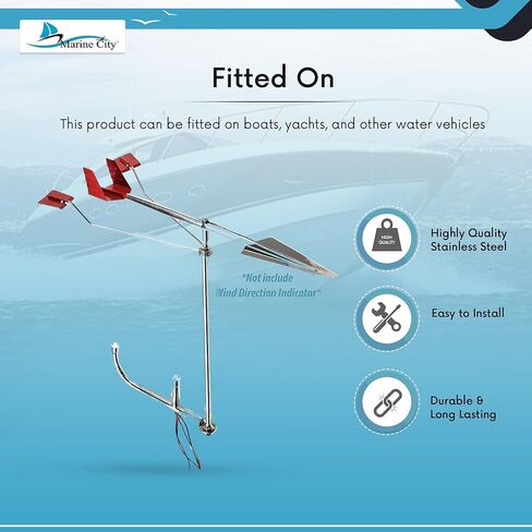 MARINE CITY 316 Grade Stainless Steel Marine Sailboat Masthead Wind Direction Indicator 14-1/2 Inches Stainless Steel LED Light for Marines – Boats – Yachts (Pack of 1) in Saudi Arabia