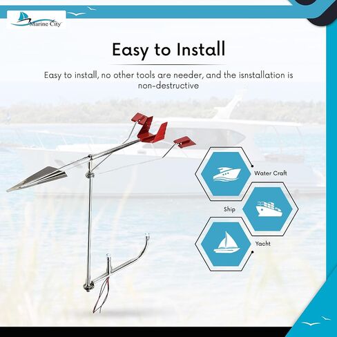MARINE CITY 316 Grade Stainless Steel Marine Sailboat Masthead Wind Direction Indicator 14-1/2 Inches Stainless Steel LED Light for Marines – Boats – Yachts (Pack of 1) in Saudi Arabia