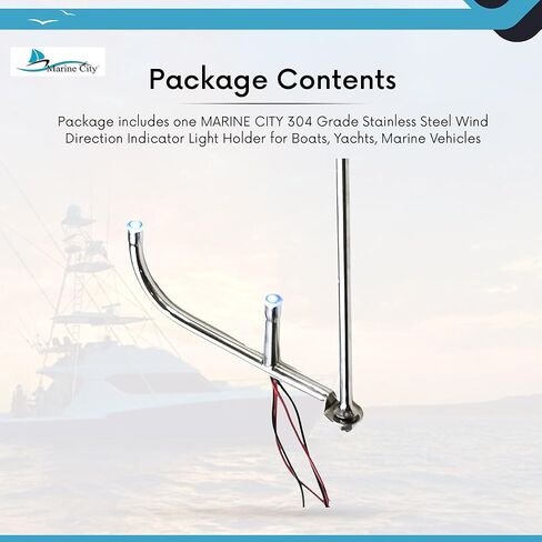 MARINE CITY 316 Grade Stainless Steel Marine Sailboat Masthead Wind Direction Indicator 14-1/2 Inches Stainless Steel LED Light for Marines – Boats – Yachts (Pack of 1) in Saudi Arabia