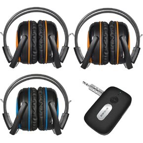 SIMOLIO Wireless IR Headphones Volume Limited for Car Rear Entertainment System, Bluetooth AUX Adapter for Car Stereo with 35H Battery Life, Volume Control, Hands-Free Calls, Dual Connection