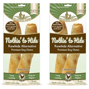 Fieldcrest Farms Nothing to Hide Natural Rawhide Alternative 5'' Rolls for Dogs - 3 Pack (6 Chews) Premium Grade Easily Digestible Chews (Chicken) in Kuwait