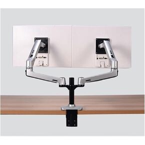 17-32" Dual Monitor Holder Mount Mechanical Spring Arm Aluminum Monitor Support Loading 10kgs Each Arm(Dual arm Silver Grey)