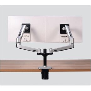 17-32" Dual Monitor Holder Mount Mechanical Spring Arm Aluminum Monitor Support Loading 10kgs Each Arm(Dual arm Silver Grey) in Kuwait