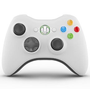 ISHAKO Wireless Controller for Xbox 360 and PC, Dual Vibration, Ergonomic Design, Game Controller Compatible with Windows 7/8/10/11 (White)