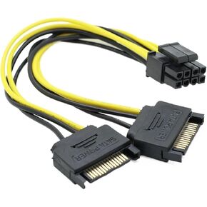 SATA 15pin to 8pin Graphic Card Power Adapter Cable 20cm PCIE SATA Power Supply Cable 8p to SATA for Bitcoin Miner Mining(8pin to 2 sata)