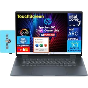 HP Spectre x360 AI Powered 2-in-1 Laptop 16.0" Touchscreen OLED 2.8K Display (Intel Ultra 7-155H, 32GB LPDDR5X, 4TB PCIe SSD, Backlit KB, Win 11 Pro) w/MS 365 Personal, DKZ USB Port Expander