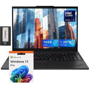 Lenovo ThinkPad T16 G3 16" WUXGA Laptop, Intel Ultra 5 125U, 32GB DDR5, 1.28TB Storage(1TB SSD+288GB Docking Station Set), Backlit Keyboard, Fingerprint Reader, Wi-Fi 6, Windows 11 Pro, Black