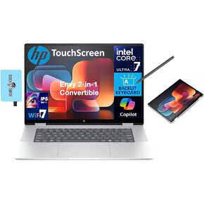 HP Envy AI Powered 2-in-1 Laptop 16.0" Touchscreen IPS WUXGA Display (Intel Core Ultra 7 155U, 32GB LPDDR5, 4TB PCIe SSD, Active Pen, Backlit KB, Thunderbolt 4, Win 11 Home) w/DKZ USB Port Expander
