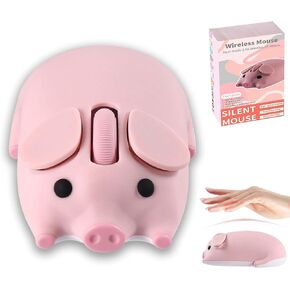 Wireless Mouse, Cute Pig Shape, Dual Mode (2.4G + Bluetooth), Silent Portable Lightweight 3-Button 1200DPI Wireless Mouse Battery Powered, Gift for Children and Girls, for PC Laptops Tablets (Yellow)