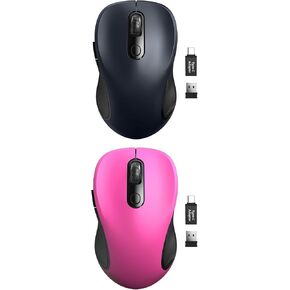 2 Pack Wireless Business Mouse for Laptop, 2.4GHz Ergonomic Computer Mouse with Back & Forward Buttons, 3 Levels Tracking Speed, 6 Buttons, Optical USB Cordless Mice for Windows Chromebook MacBook PC