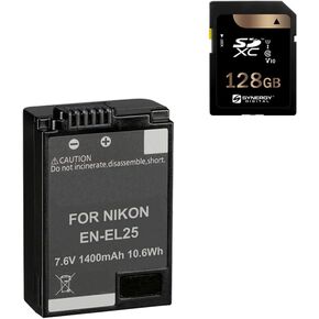Synergy Digital Accessory Kit, Compatible with Nikon Z30 Digital Camera Includes: SDEN-EL25 Battery, SY-SD128GB Memory Card
