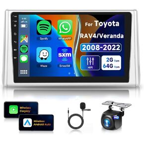 استريو لراديو السيارة لتويوتا RAV4/Veranda 2018-2022 [2+64g] مع Carplay/Android Auto ، Sterroid Car Stereo 9 بوصة الشاشة GPS DSP WiFi Bluetooth FM/RDS رابط SWC النسخ الاحتياطي