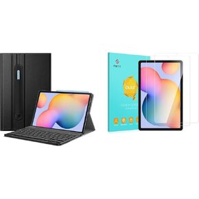 Fintie Bundle: Case for Samsung Galaxy Tab S6 Lite 10.4 inch 2024/2022/2020, Slim Stand Cover with Detachable Wireless Bluetooth Keyboard + 2-Pack 9H Tempered Glass Screen Protector
