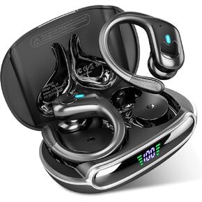 Wireless Earbuds, Bluetooth Headphones 5.3 HiFi Stereo Ear Buds, 80H Bluetooth Earbuds with Dual LED Display Charging Case, IPX7 Waterproof Earphones for Android iOS Black
