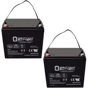 Mighty Max Battery 12V 55AH Internal Thread Replacement Battery for Long Way LW-6FM55G - 2 Pack