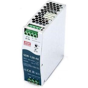 SDR-120-48 48V 2.5A 120W Single Output DIN Rail Mount Power Supply - High Efficiency 90.5% - Active PFC - 150% Peak Load - UL508 Certified - Industrial Control, Automation, Instrumentation