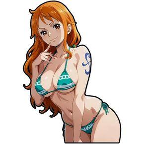 One Piece Anime Manga Colorful Decal Stickers for Cars Laptop Skateboard Wall Decor UV Resistant 5.5" in (Nami)