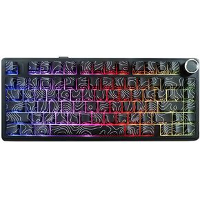 MOLGRIA x Aula F75 Gaming Keyboard, Triple Mode Connected 75% Mechanical Keyboard with South-Facing RGB Backlit Shine-Through Hot Swappable Keycaps and Knob(Black Gradient)