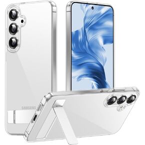 Temdan Designed for Samsung Galaxy S25 Case, Built in Hidden Kickstand Military Grade Drop Protection Never Yellowing Slim Thin Phone Case for Galaxy S25 Case 6.2"- Crystal Clear