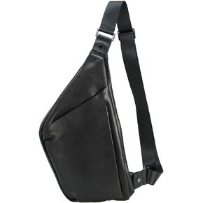 Leather Sling Backpack Bag for Men Fits 9.7 Inch Tablet Vintage Small Shoulder Crossbody Bags Hiking Daypack in Kuwait