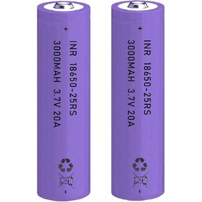 2 Pack 3.7 Volt 18650 Rechargeable Battery 18650 Li-ion 18650 Button top Battery for Flashlights, Headlamps, Doorbells, RC Cars (Blue)