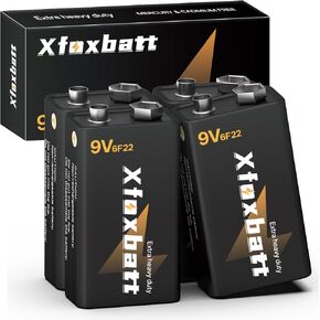 9V Batteries 4 Pack Leakproof & Long-Lasting 6F22 9v Battery for Smoke Detectors/Guitar Pedals/Medical Devices Carbon 9 Volt Square Battery