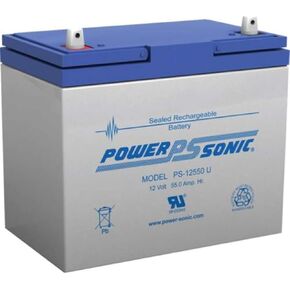 Power Sonic PS-12550-12 Volt/55 Amp Hour Sealed Lead Acid Battery with Nut-Bolt Terminal