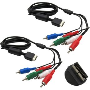 2 pcs High Resolution HDTV Component RCA AV Audio Video Cable for PS3 & PS2 Playstation